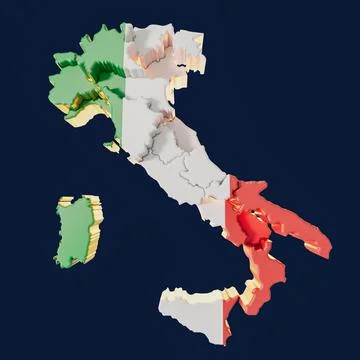 Italy Map With Offset Regions 3D Illustration Stock Illustration