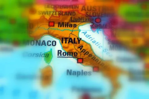 Italy on a map Foto stock