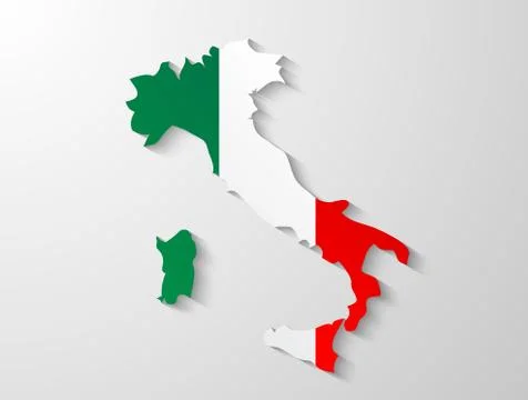 Italy map shadow effect Stock Illustration