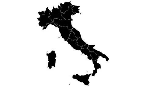 Italy map vector black with countries isolated Stock Illustration
