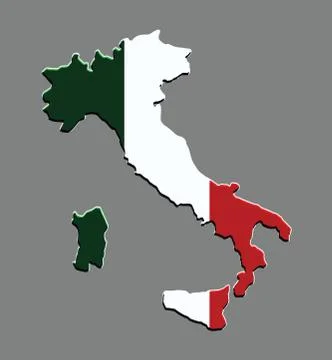 Italy map vector with the italian flag Stock Illustration