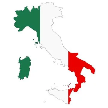 Italy map on white background with clipping path Stock Illustration