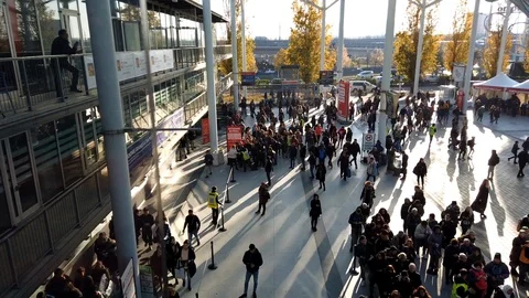 Italy, Milan, crowd on the exibition timelaps Stock Footage