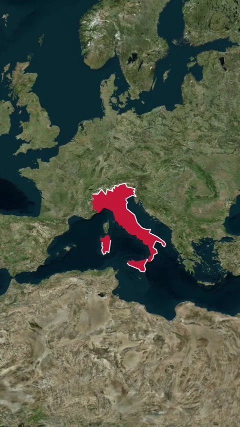 Italy National Border Vertical Map Topography Animation 4K 库存影片 329917903