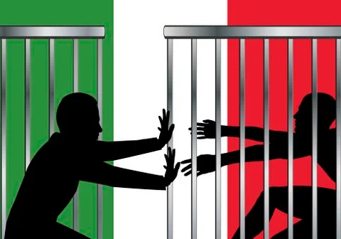 Italy opens border for asylum seekers Illustrazione stock