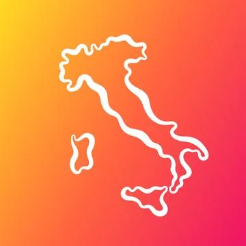 Italy - Outline Map on Gradient Background Stock Illustration