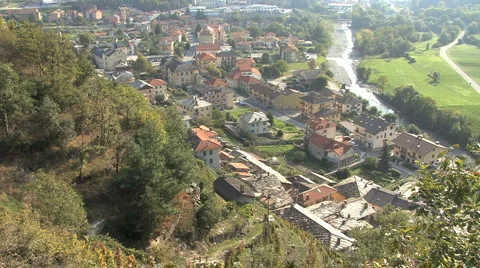 Italy Piedmont valley town 3 Stock Footage