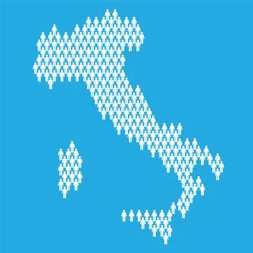 Italy population. Statistic map made from stick figure people Illustrazione stock