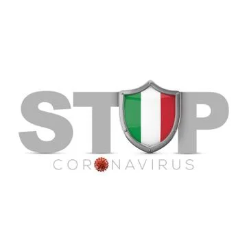 Italy protective shield. Stop coronavius concept. 3D Render Stock Illustration