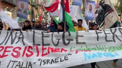 Italy: Protest held in Italy over Israel's adoption of death penalty law ... Stock Footage 332078612