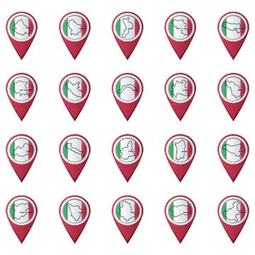 Italy Province Maps On Map Pointers Stock Illustration