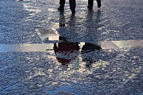 Italy: Reflections in the puddle. Stock Photos