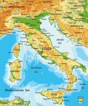 Italy relief map Stock Illustration