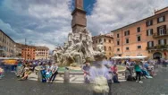 Italy, Rome Piazza Navona, The Fountain Of Four Rivers Timelapse Hyperlapse Stock Footage
