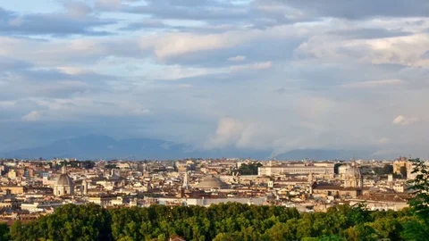 Italy, Rome skyline, sunset, time lapse Stock Footage 116779982
