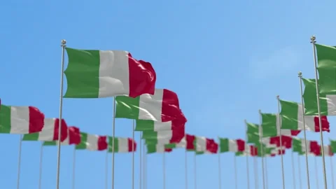 Italy Row Of Flags 3D Animation Video stock 148702519