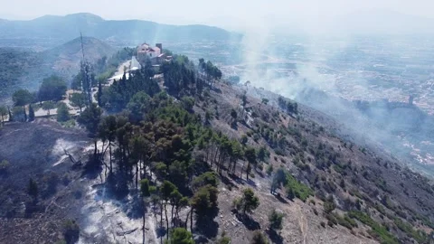 Italy: Sanctuary San Michele fire Stock Footage 201529338