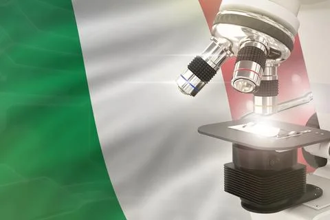 Italy  science concept - microscope on flag Stockillustratie