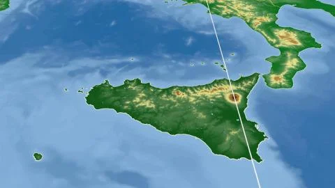Italy - Sicily outlined on physical map Stock Illustration