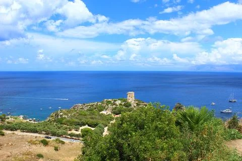 Italy, Sicily: View of Scopello bay. Stock Photos