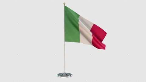 Italy Small Flag Pole Loops With Alpha Stock Footage 162434514