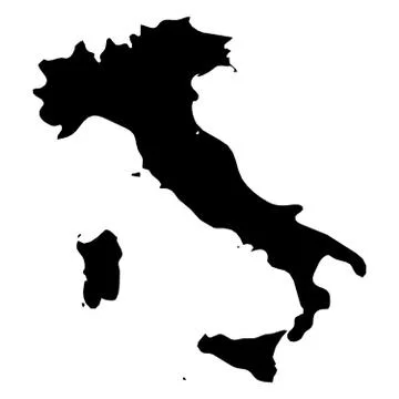 Italy - solid black silhouette map of country area. Simple flat vector Stock Illustration