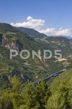 Italy, South Tyrol, Bozen, Brenner motorway, elevated view Stock Photos