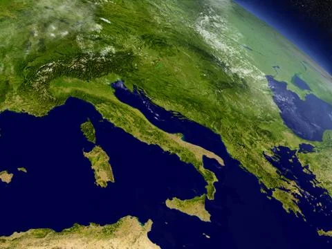 Italy from space Stock Illustration