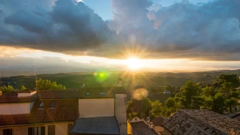 Italy sunset village timelapse Stock Footage