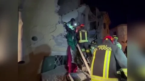 Italy: Tragic Explosion Kills Four In Verona Building Collapse Stock Footage 329656547