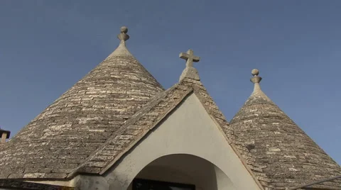 Italy trullio roof with cross Stock Footage