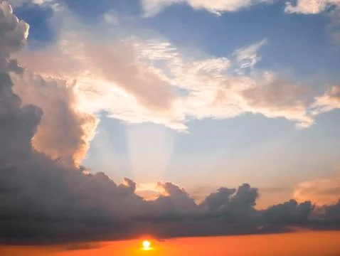 Italy, Tuscany, sunset with dramatic cloud formation Stock Photos