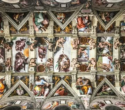 Italy, Vatican, Sistine Chapel, november 27, 2017, Ceiling of the Sistine cha Stock Photos