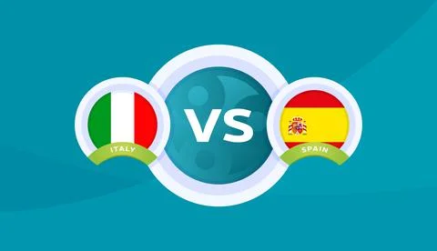 Italy vs spain match vector illustration Football 2020 championship Illustrazione stock