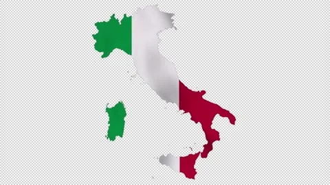 Italy waving flag map with alpha channel and seamless loop Stock Footage 155357313