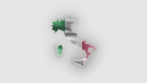 Italy Waving Flag Map with White Glowing Neon Outline on Transparent Background Vídeo Stock 338268741