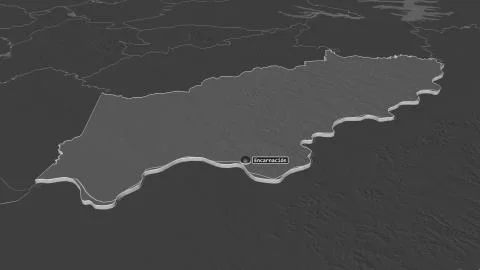 Itapa, Paraguay. Bilevel elevation map with surface waters イラスト素材