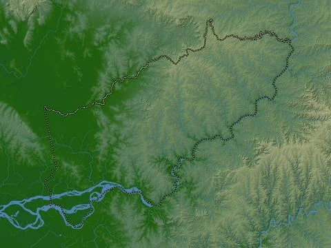 Itapua, Paraguay. Colored elevation map with lakes and rivers イラスト素材