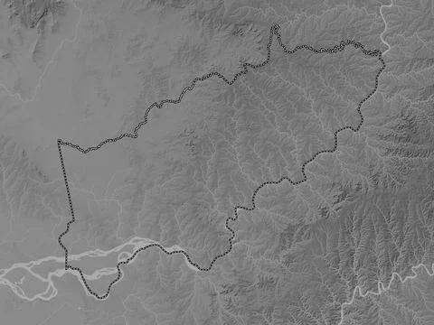 Itapua, Paraguay. Grayscale elevation map with lakes and rivers Stock Illustration