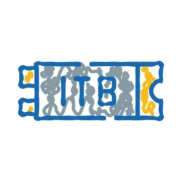 Itb blue hand drawn ticket doodle art Illustrazione stock