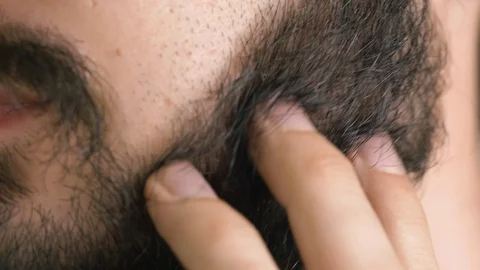 Itchy Beard Scratching Closeup Stock Footage 112265294