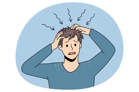 Itchy head and dandruff concept. Stock Illustration