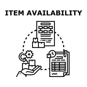 Item availability analytics managing product inventory and supply Stock Illustration