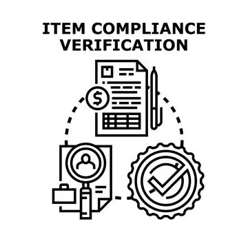 Item compliance verification process business concept 스톡 일러스트