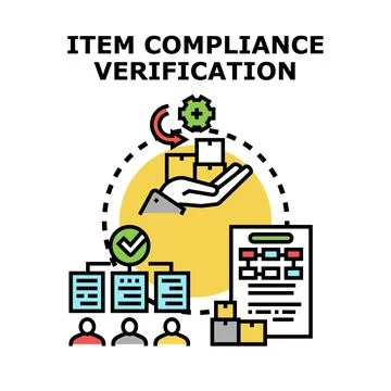 Item compliance verification process evaluating documentation 库存插图
