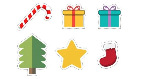 Item elements for Christmas events, trees, stockings, candies and gifts 스톡 일러스트