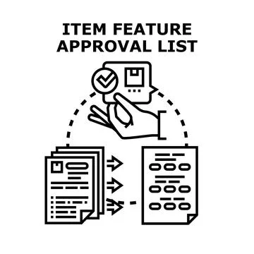 Item feature approval list process concept vector 스톡 일러스트