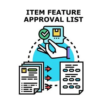 Item feature approval list process concept vector Stock Illustration