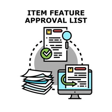 Item feature approval list workflow process concept イラスト素材
