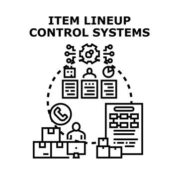 Item lineup control systems concept vector illustration Stock Illustration